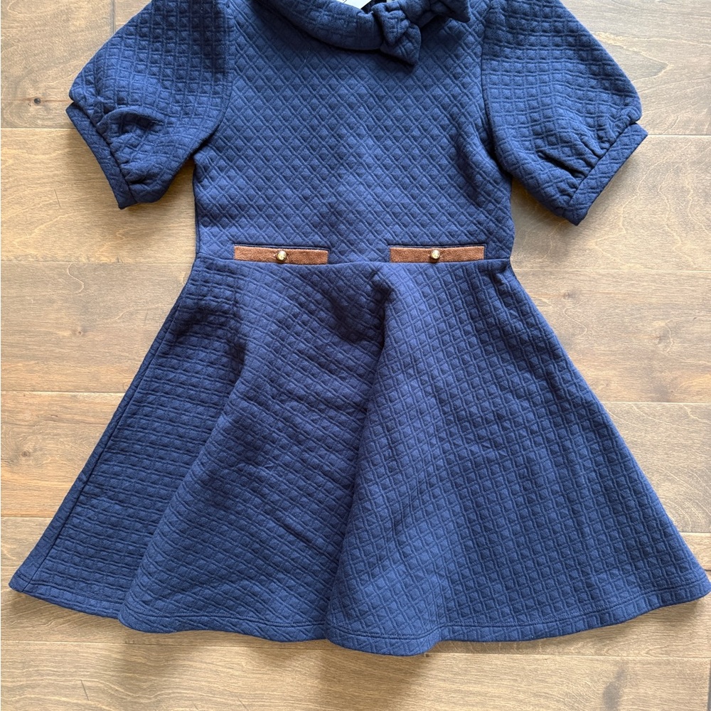 Janie and Jack Navy Blue Quilted Kids Dress- Size 7